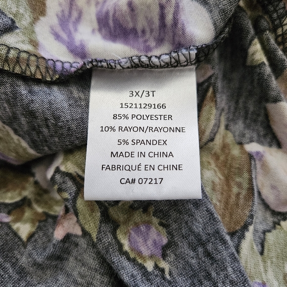 Women's Plus Size Floral Short Sleeve Top 3X - Warehouse One - Picture 4 of 7